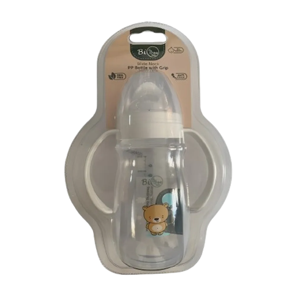 Wide Neck PP Bottle with Grip 250 ml 6+ Months (Bio Tree)
