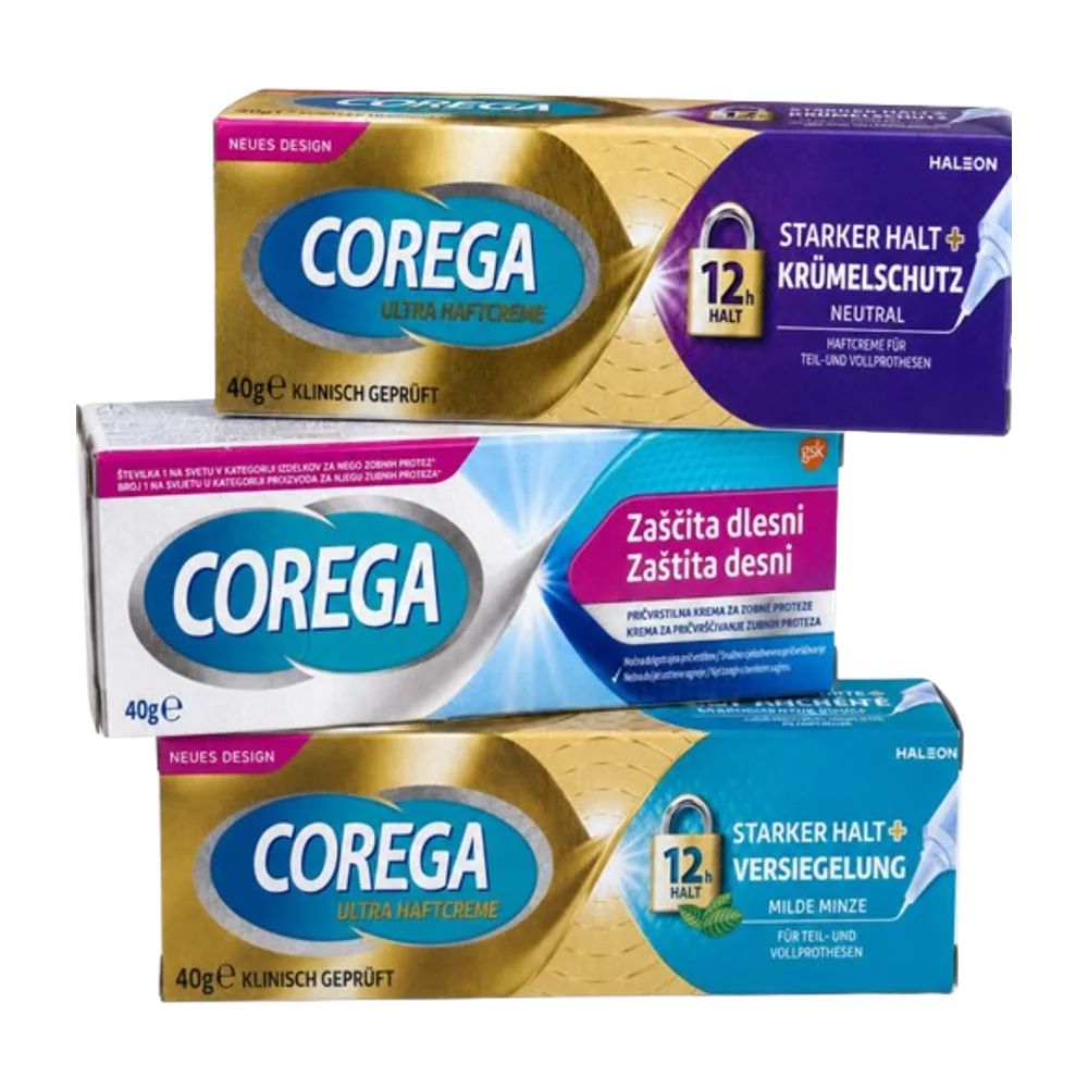 Corega ngjites i protezave 40 g (Neutral, Versiegelung, Zascita dlesni) (3304A,B,C)
