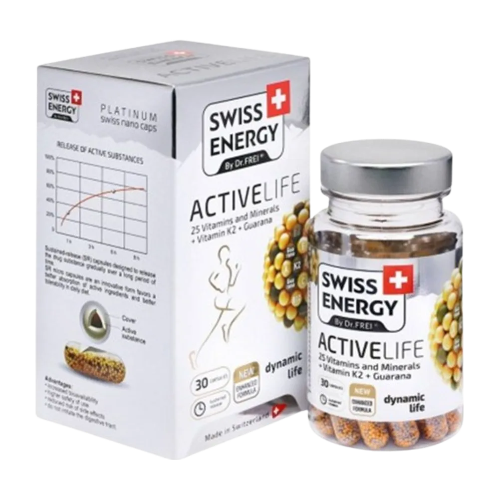 ACTIVE LIFE (25 Vitamins and Minerals + Vitamin K2 + Guarana) Dynamic life A30