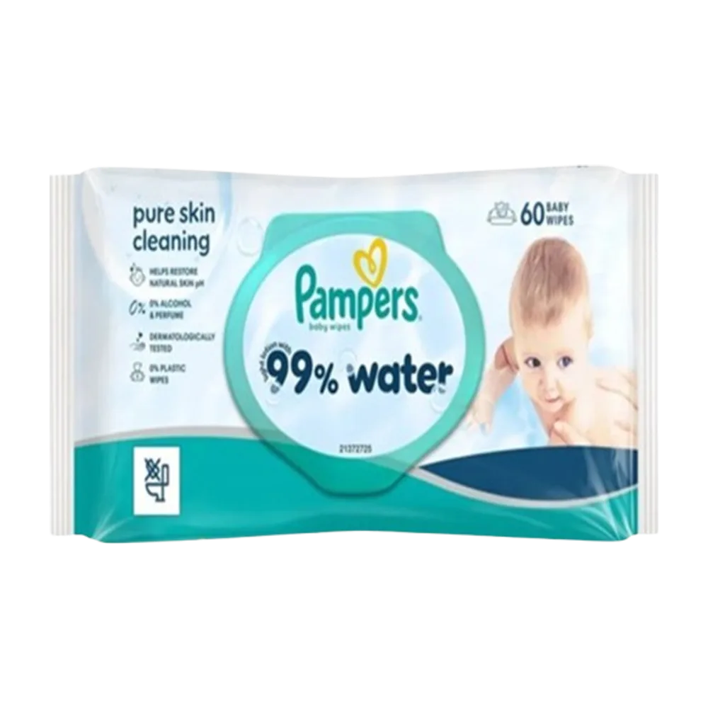 Palloma pampers 99% water 60 baby wipes