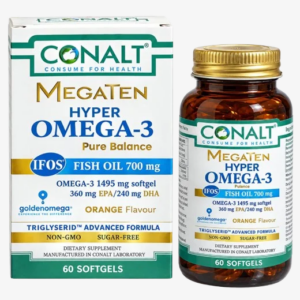 Megaten hyper omega-3 1495mg+fish oil 700mg 60softgels (5627)